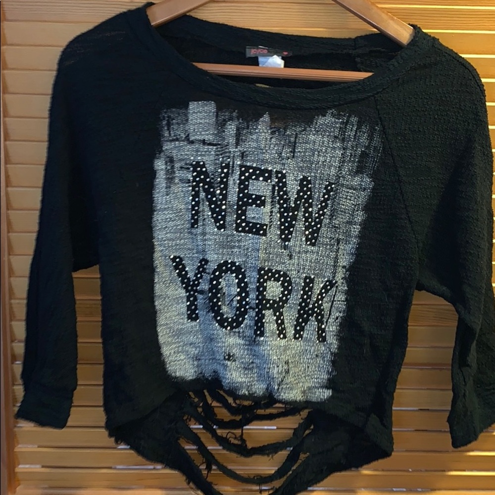 Black Distressed NY Sweater